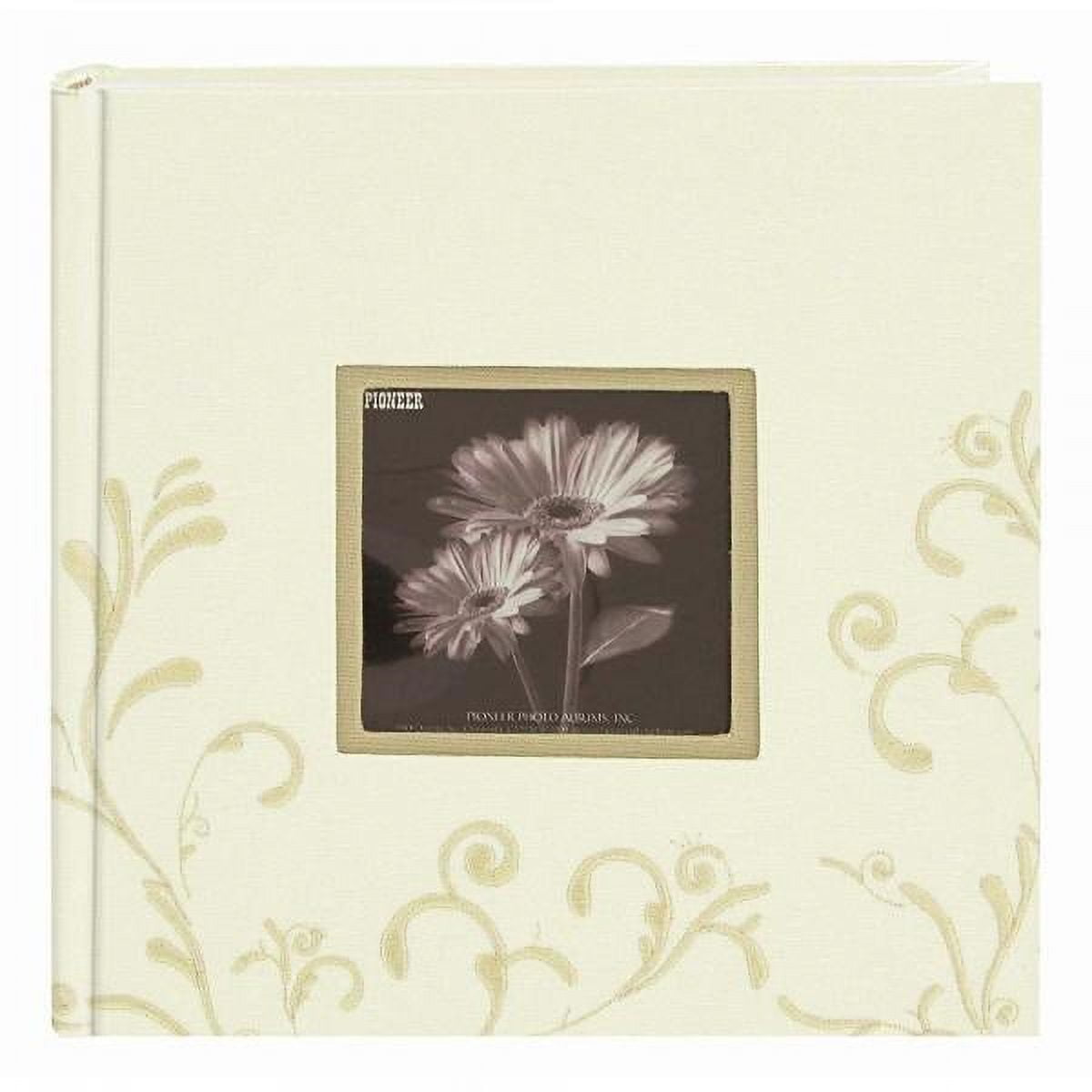 Pioneer Photo Albums High Capacity 500 Pkt 4x6 Sewn Fabric/Leatherette,  Black and Beige 