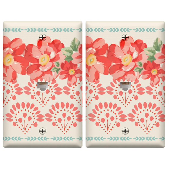 Pioneer Floral Cover Wall Plate,Size 1-Gang 4.50" x 2.8",Polycarbonate Thermoplastic,Home Decor for Kitchen Living Room Bedroom Decorate