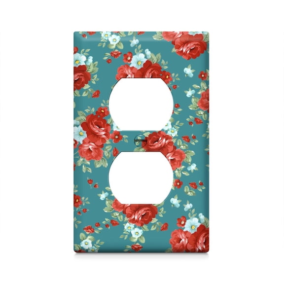 Pioneer Floral Duplex Receptacle Outlet Wall Plate,Size Single Duplex 2.8" x 4.5”,Polycarbonate Thermoplastic Electrical Switchplate Home Decor for Kitchen Living Room Bedroom Decorate