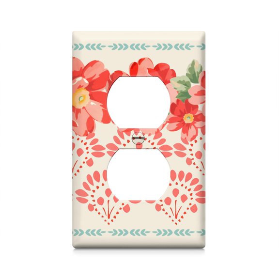 Pioneer Floral Duplex Receptacle Outlet Wall Plate,Size Single Duplex 2.8" x 4.5”,Polycarbonate Thermoplastic Electrical Switchplate Home Decor for Kitchen Living Room Bedroom Decorate