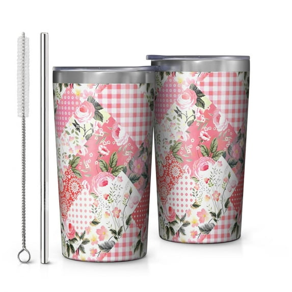 Pioneer Flower 10oz Tumblers Stainless Steel Tumbler with Lid and Straw,Vacuum Insulated Double Wall Travel Tumbler Cups with Cleaning Brush for Coffee, Tea