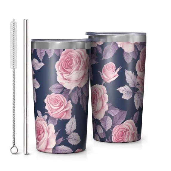 Pioneer Flower 10oz Tumblers Stainless Steel Tumbler with Lid and Straw,Vacuum Insulated Double Wall Travel Tumbler Cups with Cleaning Brush for Coffee, Tea