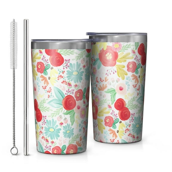 Pioneer Flower 10oz Tumblers Stainless Steel Tumbler with Lid and Straw,Vacuum Insulated Double Wall Travel Tumbler Cups with Cleaning Brush for Coffee, Tea