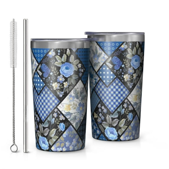 Pioneer Flower 10oz Tumblers Stainless Steel Tumbler with Lid and Straw,Vacuum Insulated Double Wall Travel Tumbler Cups with Cleaning Brush for Coffee, Tea