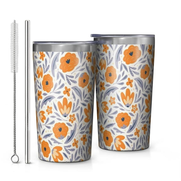 Pioneer Flower 10oz Tumblers Stainless Steel Tumbler with Lid and Straw,Vacuum Insulated Double Wall Travel Tumbler Cups with Cleaning Brush for Coffee, Tea