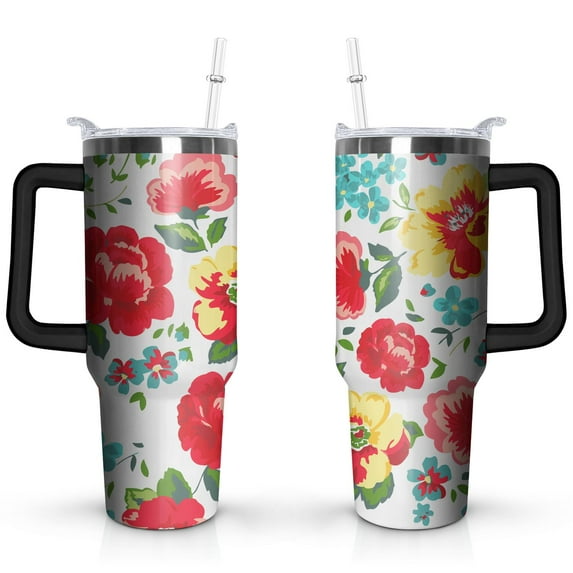 Pioneer Flower 40oz Stainless Steel Vacuum Insulated Tumbler with Lid and Straw Gifts for Mom Friend Sister Grandma