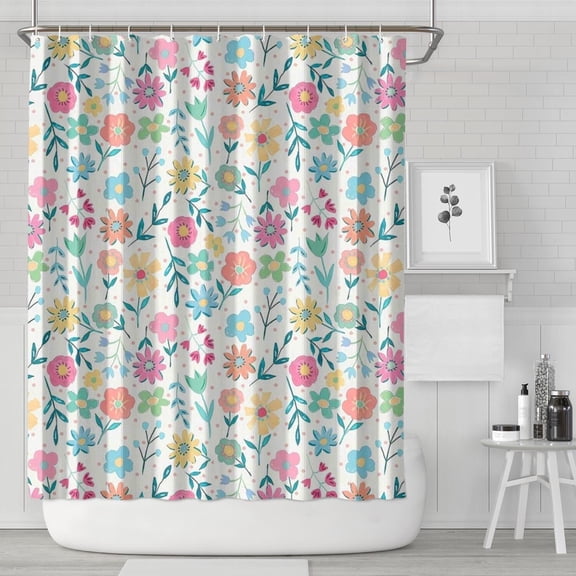 Pioneer Flower 84x72in Shower Curtain,Bathroom Decorative Shower Curtains Set with 12 Hooks,Modern Waterproof Washable Shower Curtain
