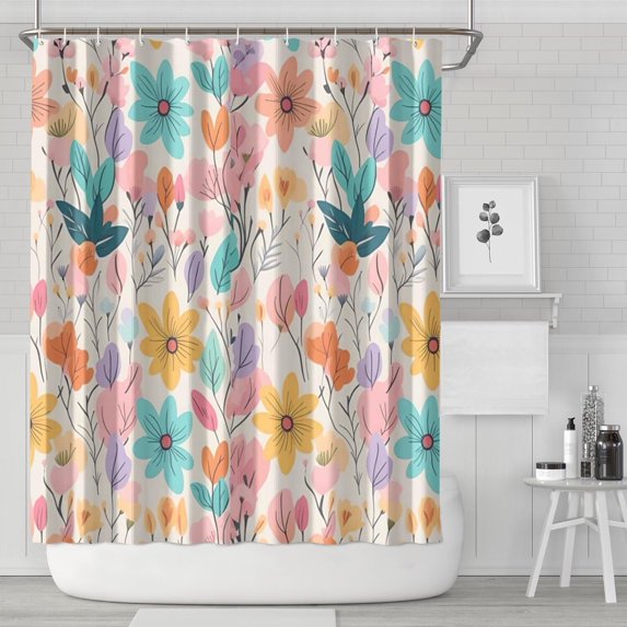 Pioneer Flower 84"x72" Shower Curtain,Bathroom Decorative Shower Curtains Set with 12 Hooks,Modern Waterproof Washable Shower Curtain