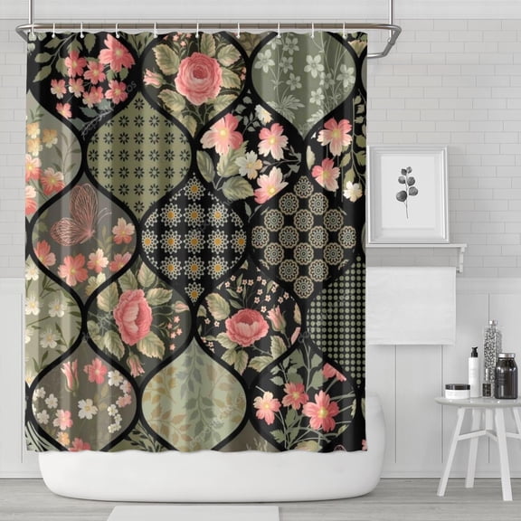 Pioneer Flower 84"x72" Shower Curtain,Bathroom Decorative Shower Curtains Set with 12 Hooks,Modern Waterproof Washable Shower Curtain