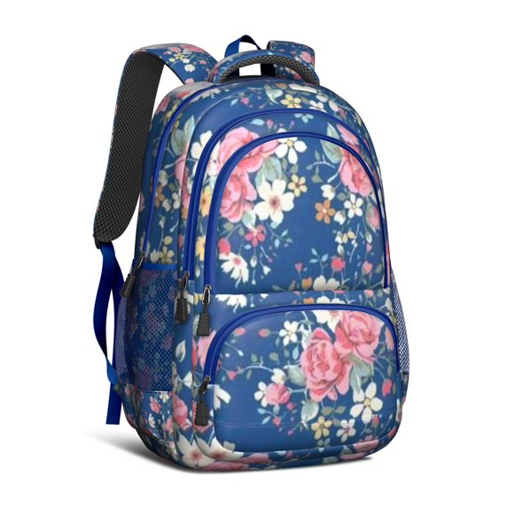 Pioneer Flower Backpack for School,Cute School Bag,Schoolbag with Adjustable Shoulder Straps & Padded Back,16.9 Inch
