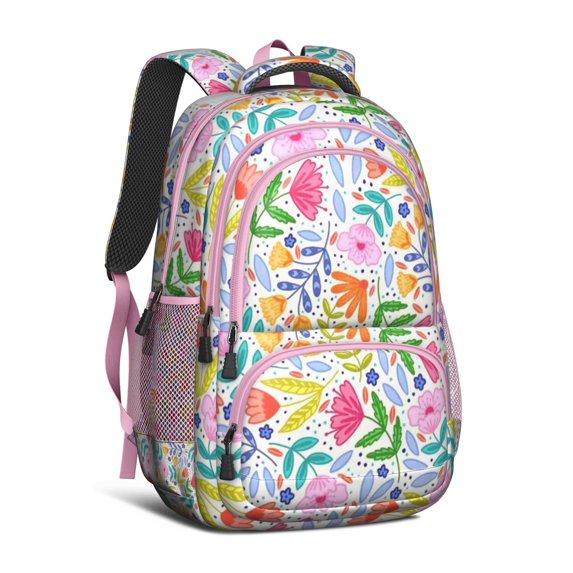Pioneer Flower Backpack for School,Cute School Bag,Schoolbag with Adjustable Shoulder Straps & Padded Back,16.9 Inch