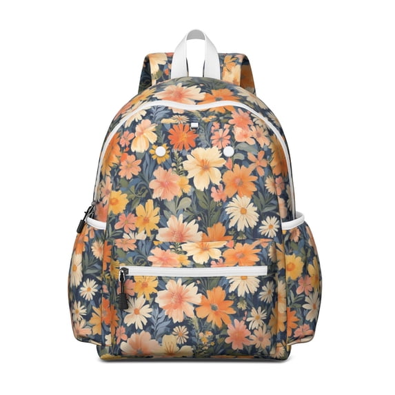 Pioneer Flower Backpack for School,Cute School Bag,Schoolbag with Adjustable Shoulder Straps & Padded Back,13.4"x11"x4.7"