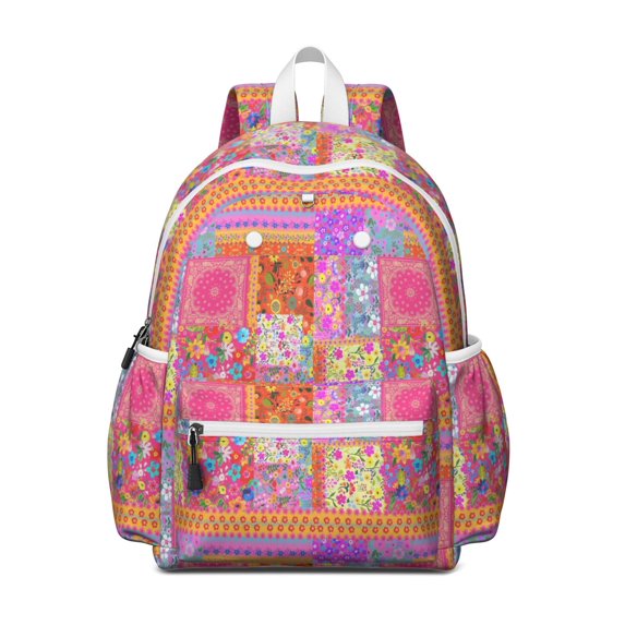Pioneer Flower Backpack for School,Cute School Bag,Schoolbag with Adjustable Shoulder Straps & Padded Back,13.4"x11"x4.7"