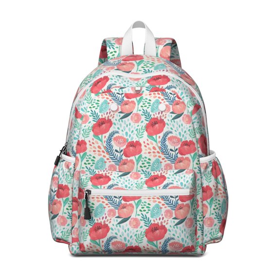 Pioneer Flower Backpack for School,Cute School Bag,Schoolbag with Adjustable Shoulder Straps & Padded Back,13.4"x11"x4.7"