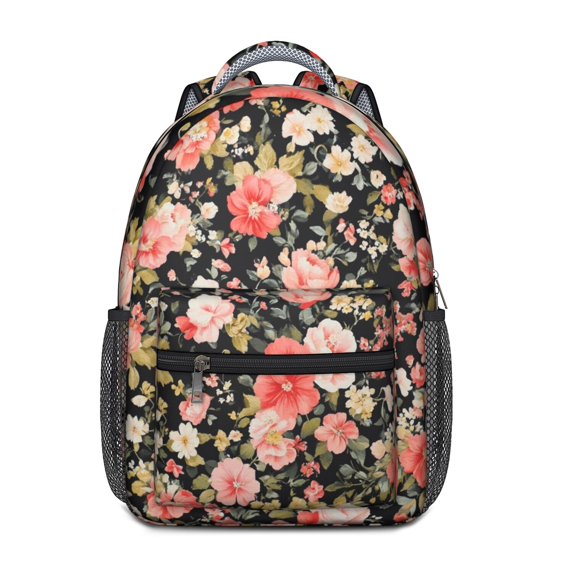 Pioneer Flower Backpack for School,Cute School Bag,Schoolbag with Adjustable Shoulder Straps & Padded Back,15.3"x11"x6.7"