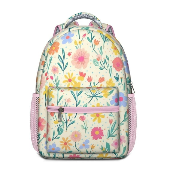 Pioneer Flower Backpack for School,Cute School Bag,Schoolbag with Adjustable Shoulder Straps & Padded Back,15.3"x11"x6.7"