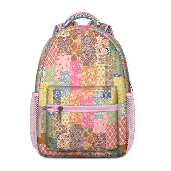 Pioneer Flower Backpack for School,Cute School Bag,Schoolbag with Adjustable Shoulder Straps & Padded Back,15.3"x11"x6.7"