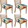 thumbnail image 1 of Pioneer Flower and Bird Seat Covers for Dining Room Chairs Set Of 4,Stretch Printed Washable Chair Seat Cover with Elastic Ties and Button,Removable Waterproof Couch Cushion Covers, 1 of 6