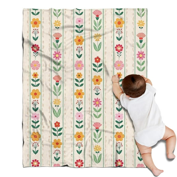 Pioneer Flower Blanket,Comfortable Soft Flannel Throw Blanket,All Season,Warm Lightweight Blankets for Sofa Bed Couch Living Room Chair,30"x40"(80x100cm)