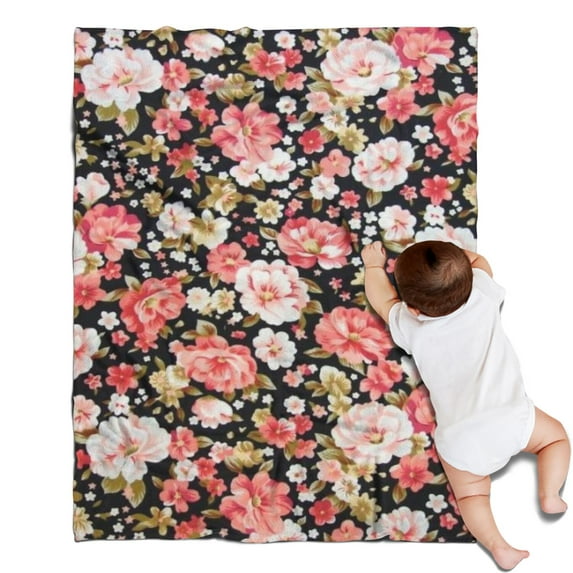 Pioneer Flower Blanket,Comfortable Soft Flannel Throw Blanket,All Season,Warm Lightweight Blankets for Sofa Bed Couch Living Room Chair,30"x40"(80x100cm)