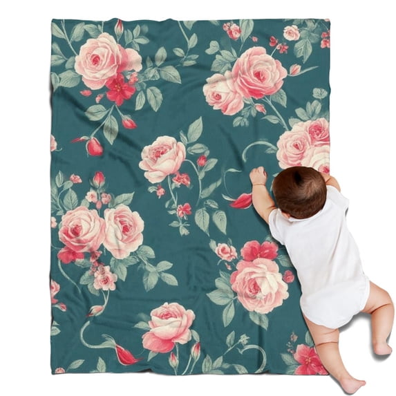 Pioneer Flower Floral Print Pattern Blanket,Comfortable Soft Flannel Throw Blanket,All Season,Warm Lightweight Blankets for Sofa Bed Couch Living Room Chair,30"x40"