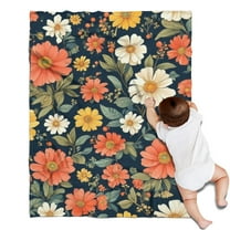 Pioneer Flower Blanket,Comfortable Soft Flannel Throw Blanket,All Season,Warm Lightweight Blankets for Sofa Bed Couch Living Room Chair,30"x40"(80x100cm)