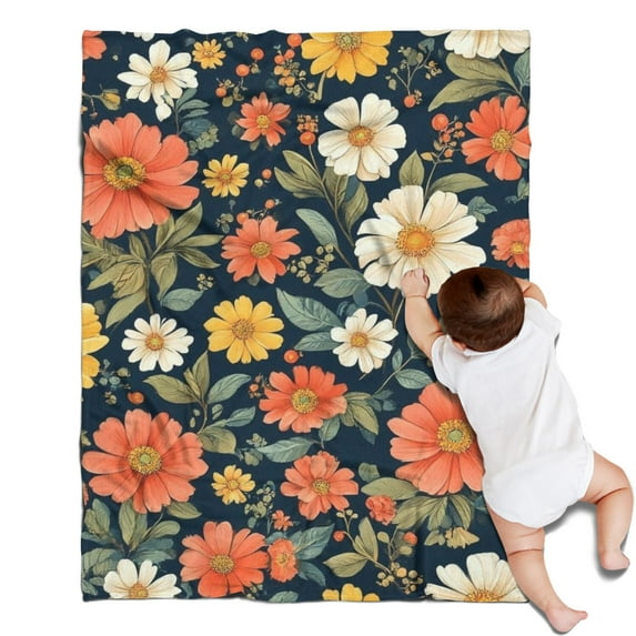 Pioneer Flower Blanket,Comfortable Soft Flannel Throw Blanket,All Season,Warm Lightweight Blankets for Sofa Bed Couch Living Room Chair,30"x40"(80x100cm)