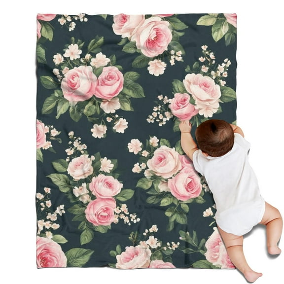 Pioneer Flower Blanket,Comfortable Soft Flannel Throw Blanket,All Season,Warm Lightweight Blankets for Sofa Bed Couch Living Room Chair,30"x40"(80x100cm)