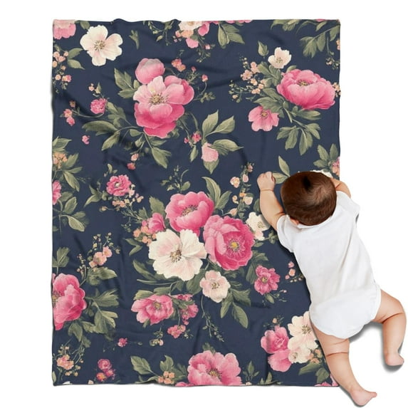 Pioneer Flower Blanket,Comfortable Soft Flannel Throw Blanket,All Season,Warm Lightweight Blankets for Sofa Bed Couch Living Room Chair,30"x40"(80x100cm)