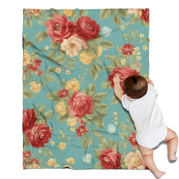 Pioneer Flower Blanket,Comfortable Soft Flannel Throw Blanket,All Season,Warm Lightweight Blankets for Sofa Bed Couch Living Room Chair,30"x40"(80x100cm)