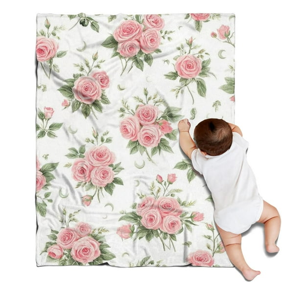 Pioneer Flower Blanket,Comfortable Soft Flannel Throw Blanket,All Season,Warm Lightweight Blankets for Sofa Bed Couch Living Room Chair,30"x40"(80x100cm)