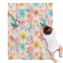 Pioneer Flower Blanket,Comfortable Soft Flannel Throw Blanket,All Season,Warm Lightweight Blankets for Sofa Bed Couch Living Room Chair,30"x40"(80x100cm)