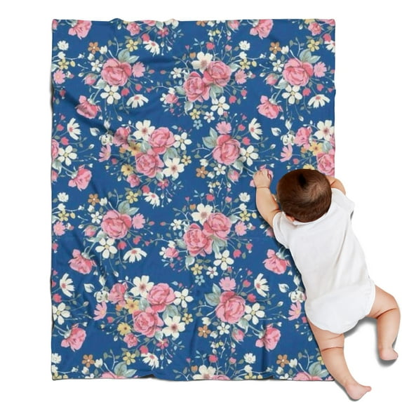 Pioneer Flower Floral Print Pattern Blanket,Comfortable Soft Flannel Throw Blanket,All Season,Warm Lightweight Blankets for Sofa Bed Couch Living Room Chair,30"x40"
