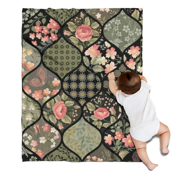 Pioneer Flower Blanket,Comfortable Soft Flannel Throw Blanket,All Season,Warm Lightweight Blankets for Sofa Bed Couch Living Room Chair,30"x40"(80x100cm)