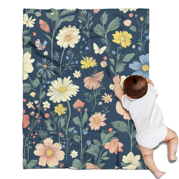 Pioneer Flower Blanket,Comfortable Soft Flannel Throw Blanket,All Season,Warm Lightweight Blankets for Sofa Bed Couch Living Room Chair,30"x40"(80x100cm)