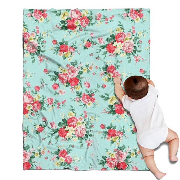 Pioneer Flower Blanket,Comfortable Soft Flannel Throw Blanket,All Season,Warm Lightweight Blankets for Sofa Bed Couch Living Room Chair,30"x40"(80x100cm)