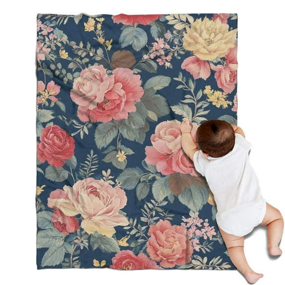 Pioneer Flower Blanket,Comfortable Soft Flannel Throw Blanket,All Season,Warm Lightweight Blankets for Sofa Bed Couch Living Room Chair,30"x40"(80x100cm)