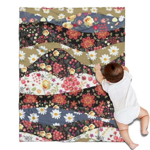 Pioneer Flower Blanket,Comfortable Soft Flannel Throw Blanket,All Season,Warm Lightweight Blankets for Sofa Bed Couch Living Room Chair,30"x40"(80x100cm)