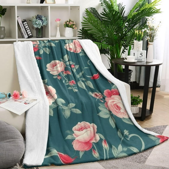 Pioneer Flower Blanket,Comfortable Soft Flannel Throw Blanket,All Season,Warm Lightweight Blankets for Sofa Bed Couch Living Room Chair,40"x50"(100x130cm)