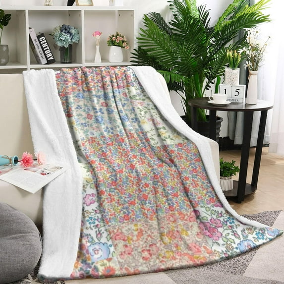 Pioneer Flower Blanket,Comfortable Soft Flannel Throw Blanket,All Season,Warm Lightweight Blankets for Sofa Bed Couch Living Room Chair,40"x50"(100x130cm)