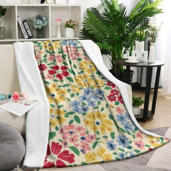 Pioneer Flower Blanket,Comfortable Soft Flannel Throw Blanket,All Season,Warm Lightweight Blankets for Sofa Bed Couch Living Room Chair,40"x50"(100x130cm)