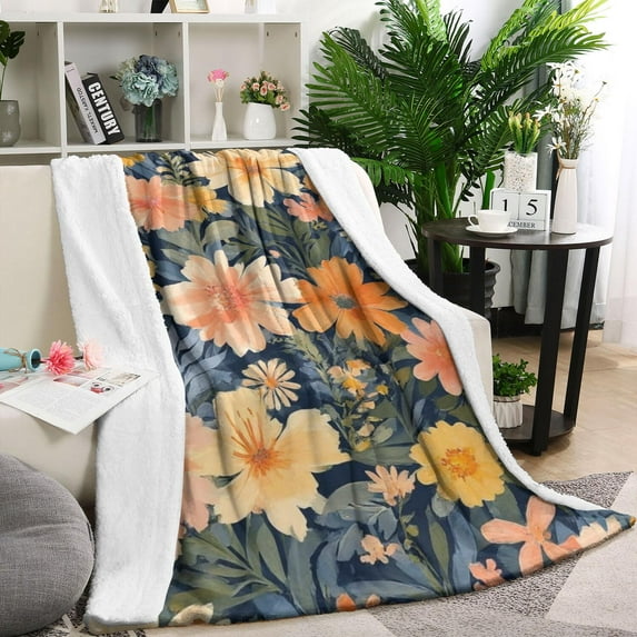 Pioneer Flower Blanket,Comfortable Soft Flannel Throw Blanket,All Season,Warm Lightweight Blankets for Sofa Bed Couch Living Room Chair,40"x50"(100x130cm)