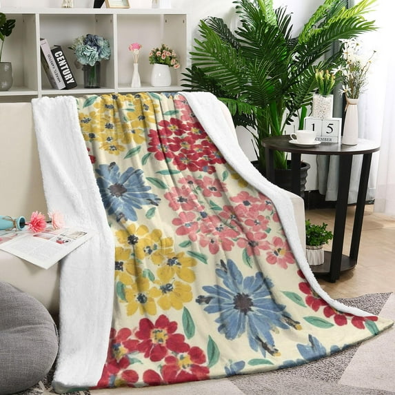 Pioneer Flower Blanket,Comfortable Soft Flannel Throw Blanket,All Season,Warm Lightweight Blankets for Sofa Bed Couch Living Room Chair,40"x50"(100x130cm)