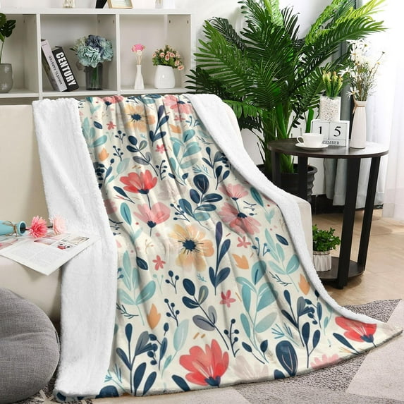 Pioneer Flower Blanket,Comfortable Soft Flannel Throw Blanket,All Season,Warm Lightweight Blankets for Sofa Bed Couch Living Room Chair,40"x50"(100x130cm)