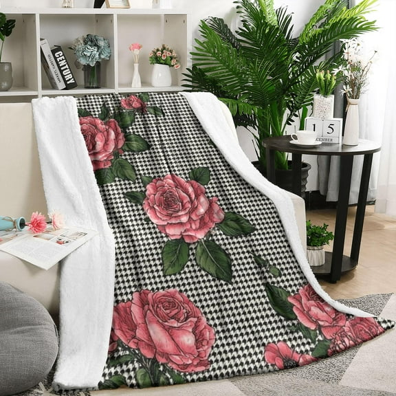Pioneer Flower Blanket,Comfortable Soft Flannel Throw Blanket,All Season,Warm Lightweight Blankets for Sofa Bed Couch Living Room Chair,50"x60"(130x150cm)