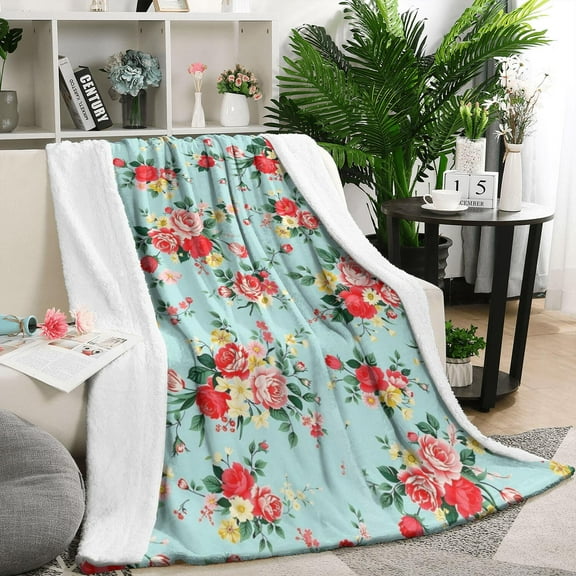 Pioneer Flower Blanket,Comfortable Soft Flannel Throw Blanket,All Season,Warm Lightweight Blankets for Sofa Bed Couch Living Room Chair,50"x60"(130x150cm)