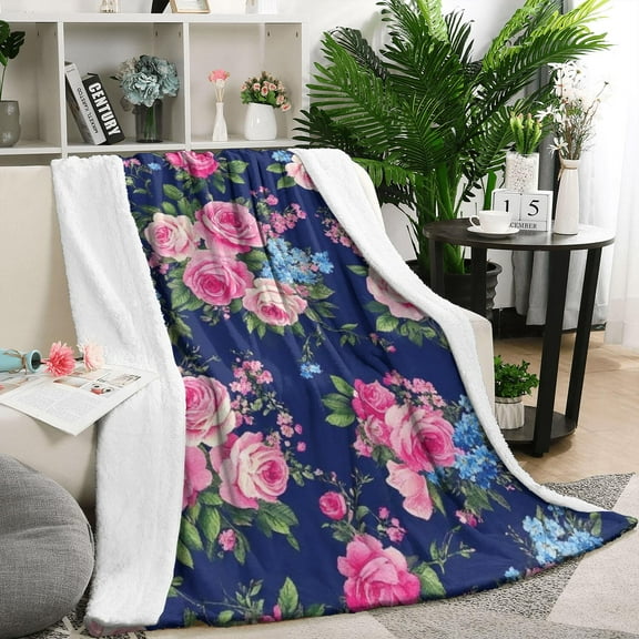 Pioneer Flower Blanket,Comfortable Soft Flannel Throw Blanket,All Season,Warm Lightweight Blankets for Sofa Bed Couch Living Room Chair,50"x60"(130x150cm)