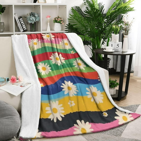 Pioneer Flower Blanket,Comfortable Soft Flannel Throw Blanket,All Season,Warm Lightweight Blankets for Sofa Bed Couch Living Room Chair,50"x60"(130x150cm)
