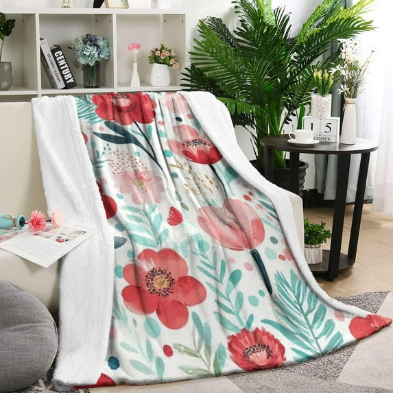 Pioneer Flower Blanket,Comfortable Soft Flannel Throw Blanket,All Season,Warm Lightweight Blankets for Sofa Bed Couch Living Room Chair,60"x80"(150x200cm)