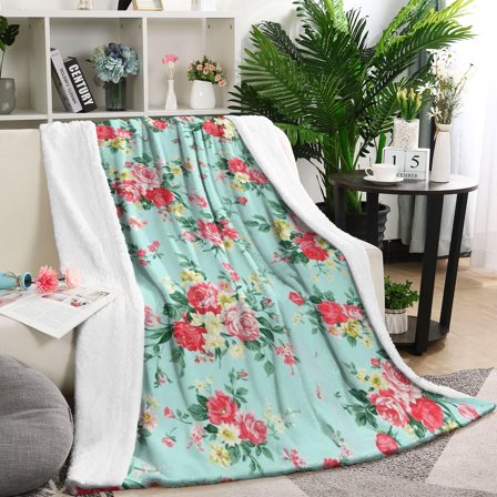 Pioneer Flower Blanket,Comfortable Soft Flannel Throw Blanket,All Season,Warm Lightweight Blankets for Sofa Bed Couch Living Room Chair,60"x80"(150x200cm)